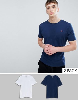 Farah – Dornoch – Mjukis-t-shirtar i 2-pack-Marinblå