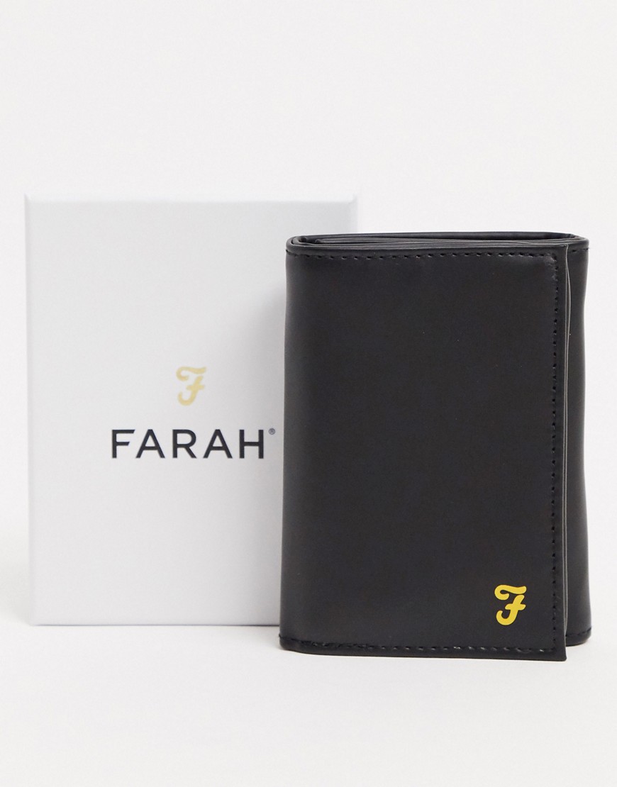 Farah - Driedubbel gevouwen rechthoekige portemonnee-Zwart
