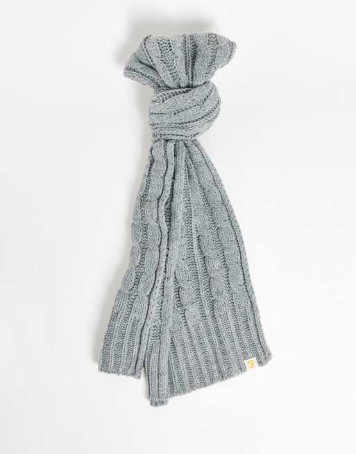 Farah - Écharpe à logo en maille torsadée - Gris