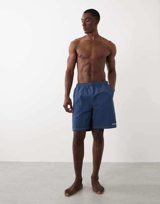 Farah – Edgar – Blå, krinklade badshorts med logga, 2 av 5