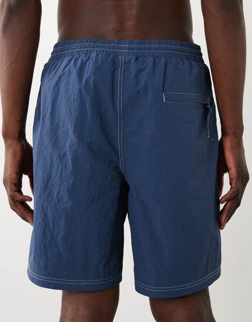 Farah Edgar crinkle logo swim shorts in blue, 5 of 5