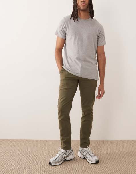 Farah - Elm - Chino dritti in twill kaki - view 1