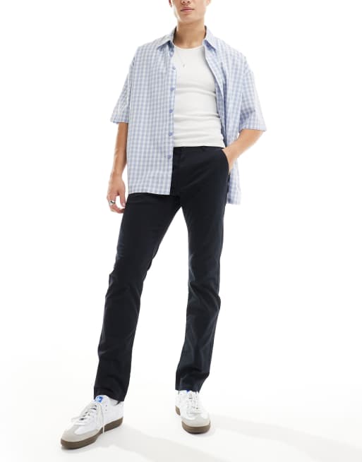 Farah Elm cotton mix chino twill pants in black
