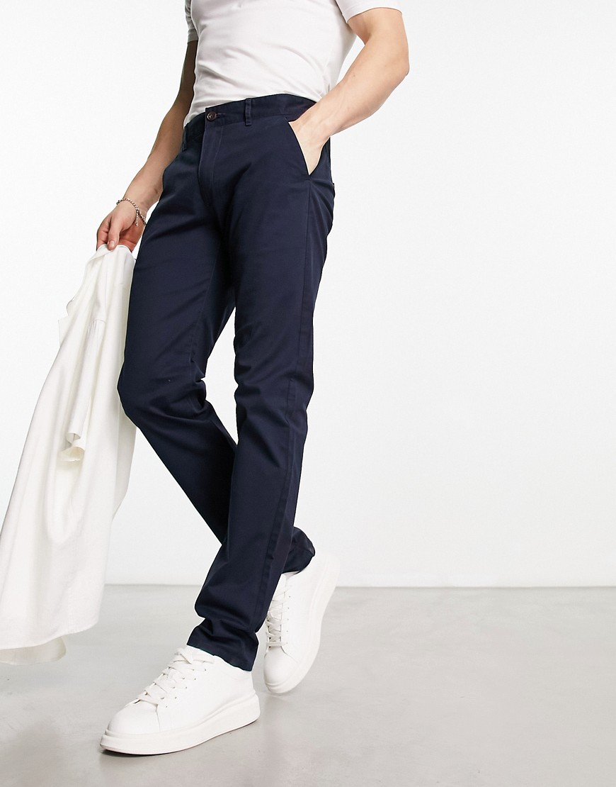Elm cotton mix chino twill pants in navy