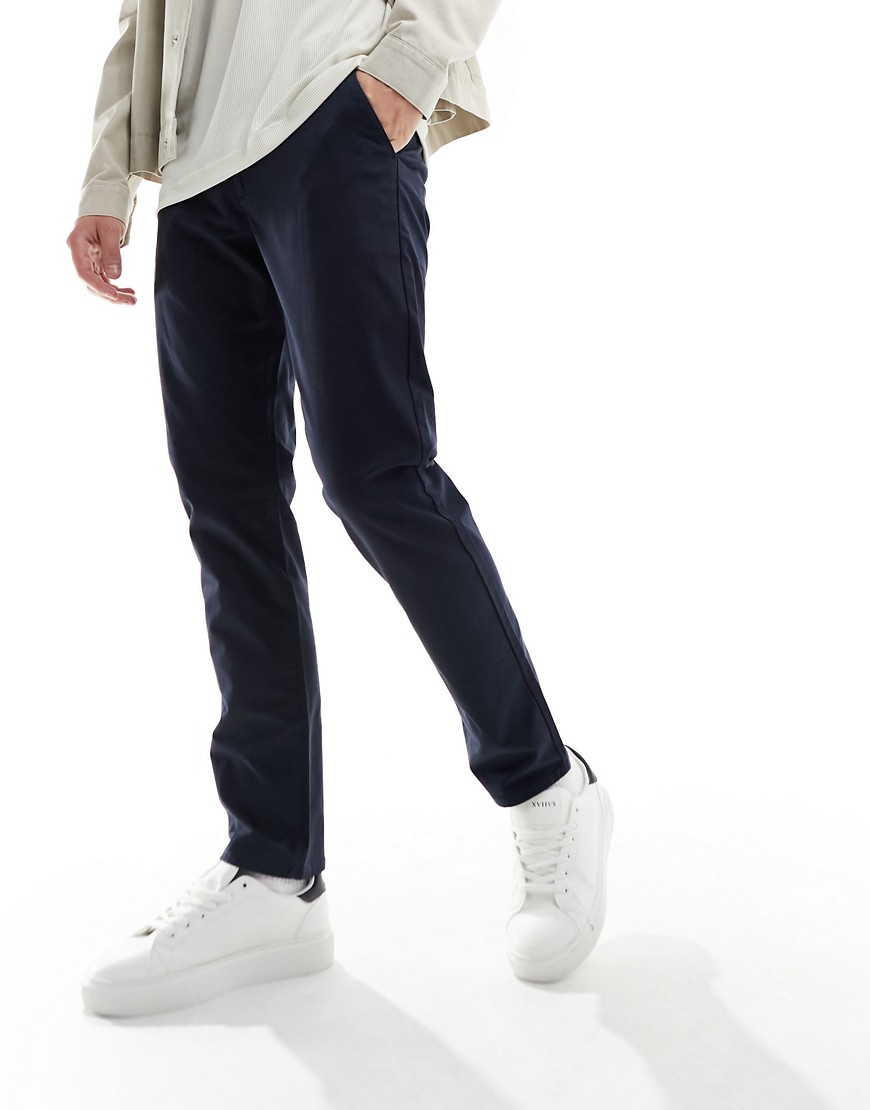 Farah Elm Cotton Mix Chino Twill Pants In Navy