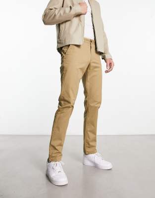 Farah Elm cotton mix chino twill trousers in beige - ASOS Price Checker