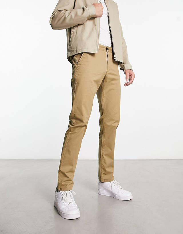 Farah - elm cotton mix chino twill trousers in beige