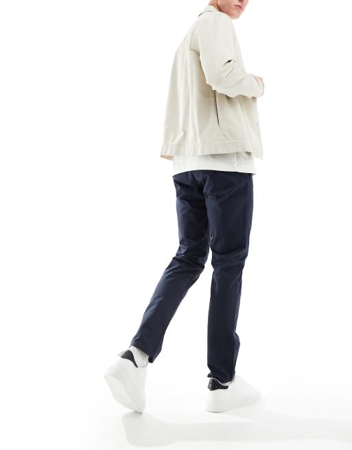 Farah Elm cotton mix chino twill trousers in navy ASOS