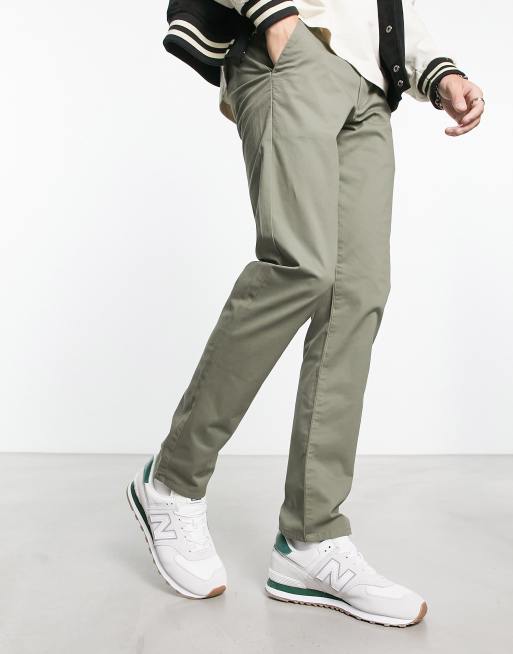 Farah Elm cotton mix chino twill trousers in vintage green | ASOS