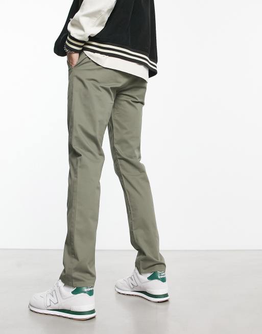 Farah Elm cotton mix chino twill trousers in vintage green | ASOS