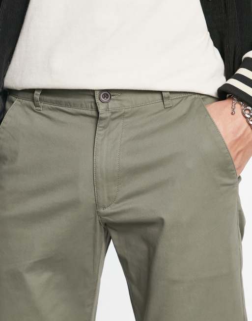 Farah Elm cotton mix chino twill trousers in vintage green | ASOS