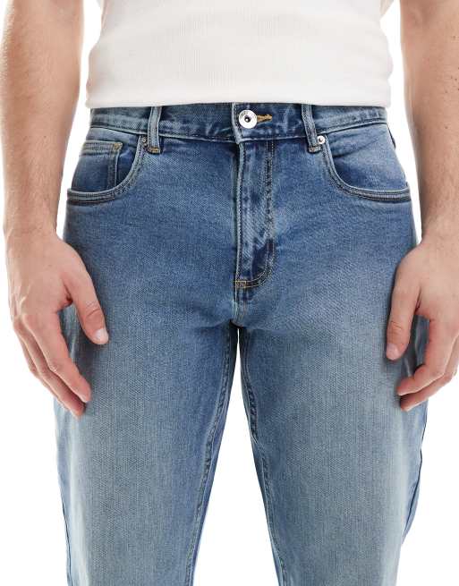Farah – Elm – Niebieskie jeansy z prostymi nogawkami i efektem sprania , 5 z 5