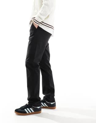 Elm slim fit twill chino pants in black