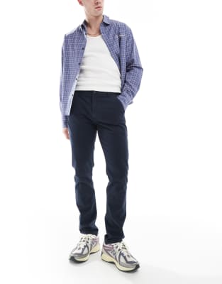 Farah elm straight leg trousers in navy - view 1