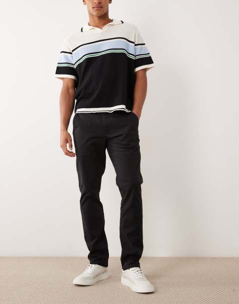 Farah Elm straight leg twill chino pants in black - view 1