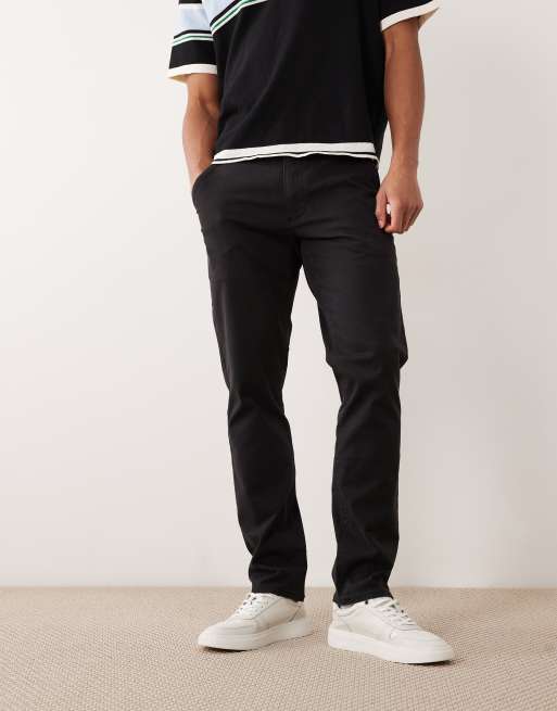 Farah Elm straight leg twill chino trousers in black, 2 of 5