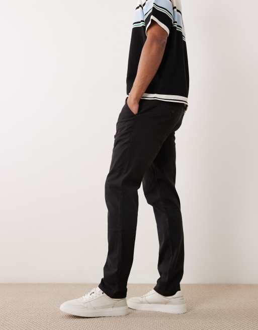 Farah Elm straight leg twill chino trousers in black, 3 of 5