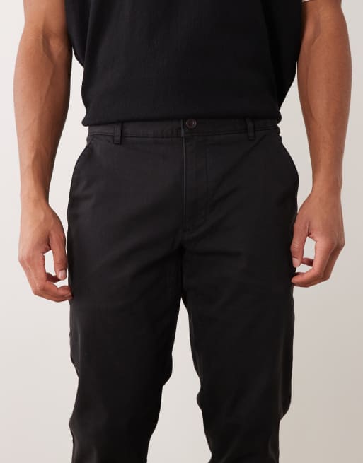 Farah Elm straight leg twill chino trousers in black, 4 of 5