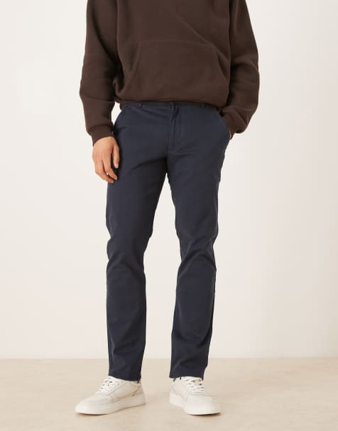 Farah Elm straight leg twill chino trousers in navy