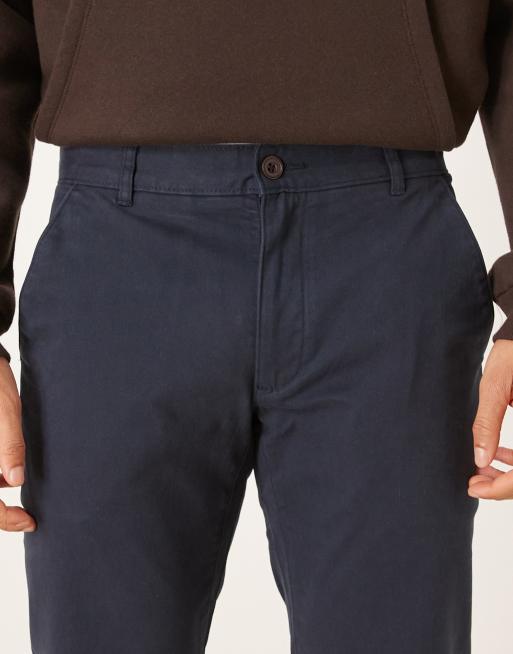 Farah Elm straight leg twill chino trousers in navy, 4 of 5