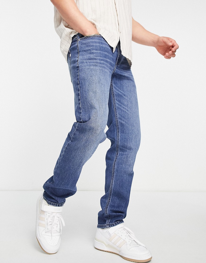 Farah Elm stretch slim jeans in mid wash-Blue
