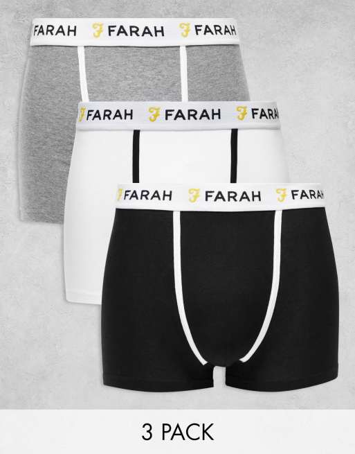 Farah - Elmer - Lot de 3 caleçons - Noir/gris chiné/blanc