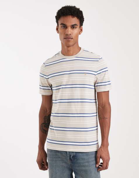 Farah – Elmswood – Gräddvit t-shirt med ränder - view 1