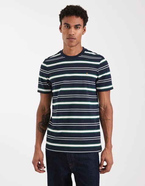 Farah – Elmswood – Granatowy T-shirt w paski - view 1