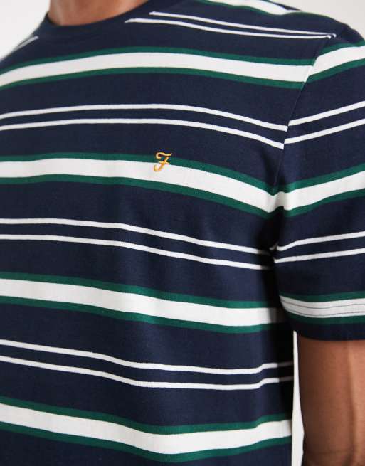 Farah elmswood striped t-shirt in navy, 5 of 5