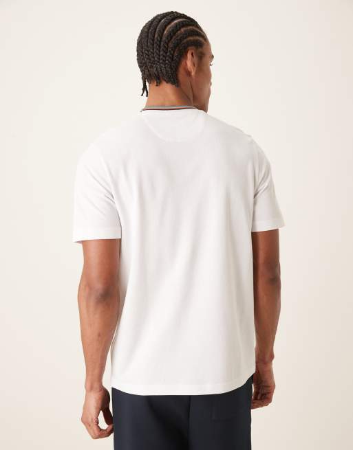 Farah Elton short sleeve logo T-shirt with ringer neckline in white, 3 of 5