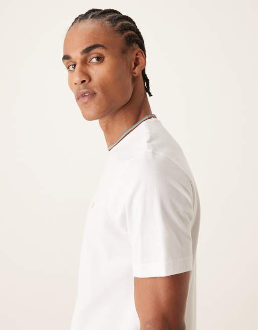 Farah Elton short sleeve logo T-shirt with ringer neckline in white, 5 of 5