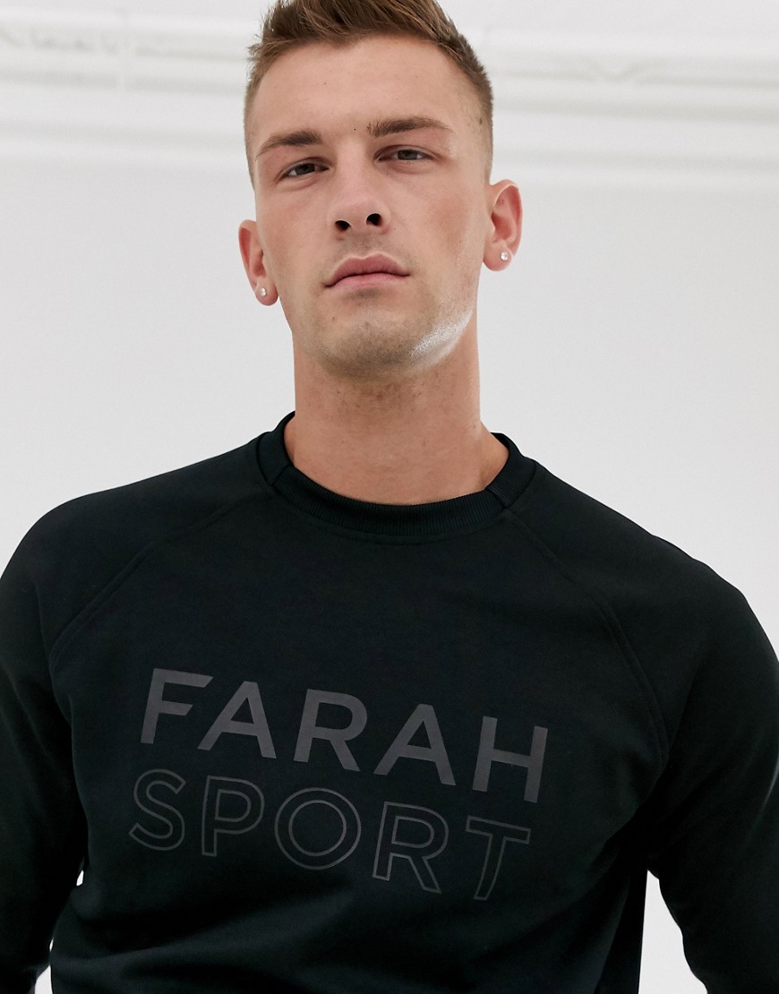 Farah Exeter logo crew neck sweat in black