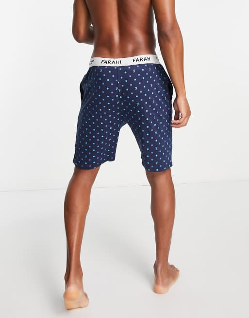 Farah – Fairburn – Lounge-Shorts in Blau mit weißem Punktedruck, 3 von 4