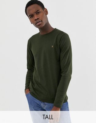 Farah - Farris - Slim-fit T-shirt met lange mouwen in groen