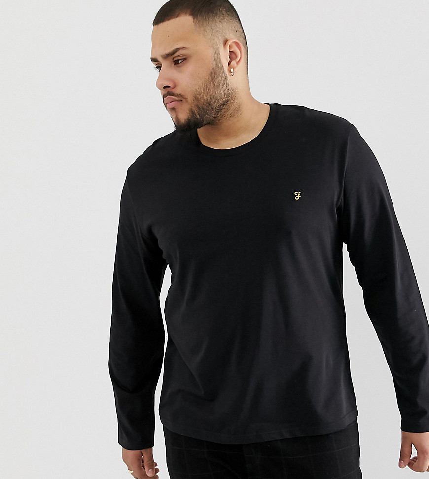 Farah - Farris - Slim-fit T-shirt met lange mouwen in zwart
