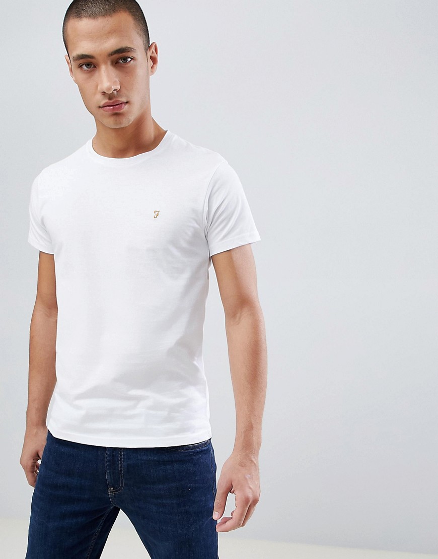 Farah - Farris - T-shirt slim bianca con logo-Bianco