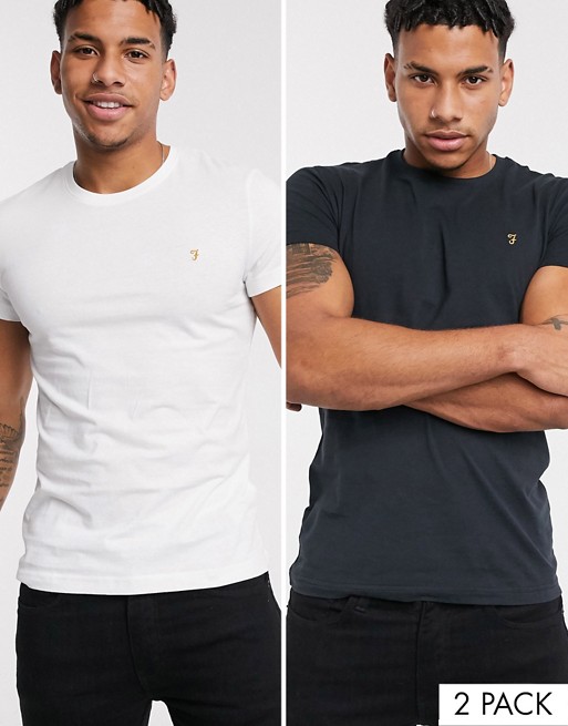 Farah Farris twin pack t-shirts in white and black