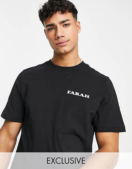Farah - Felix - T-shirt met grafische opdruk op de achterkant in zwart