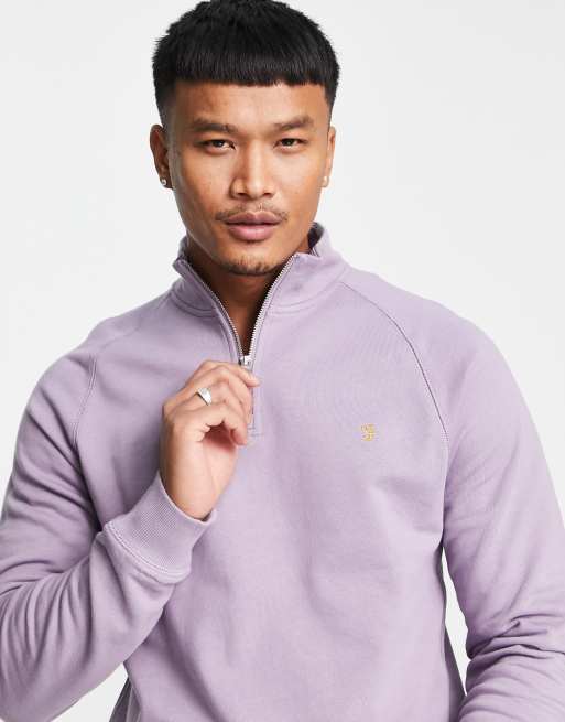 Farah - Felpa con cerniera lampo corta, colore viola