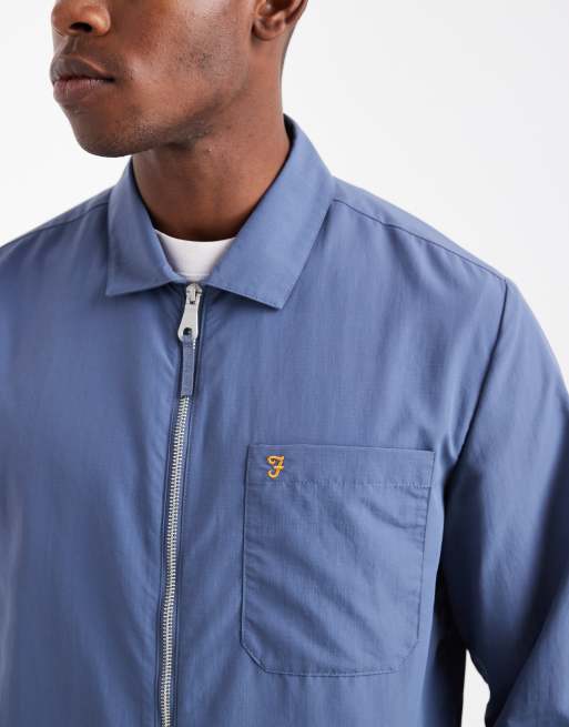 Farah – Fintoni – Langärmliges Hemd in Blau mit Reißverschluss, 5 von 5