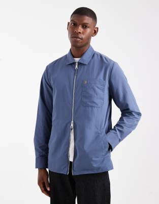 Farah Fintoni Zipped Longsleeve Shirt In Blue