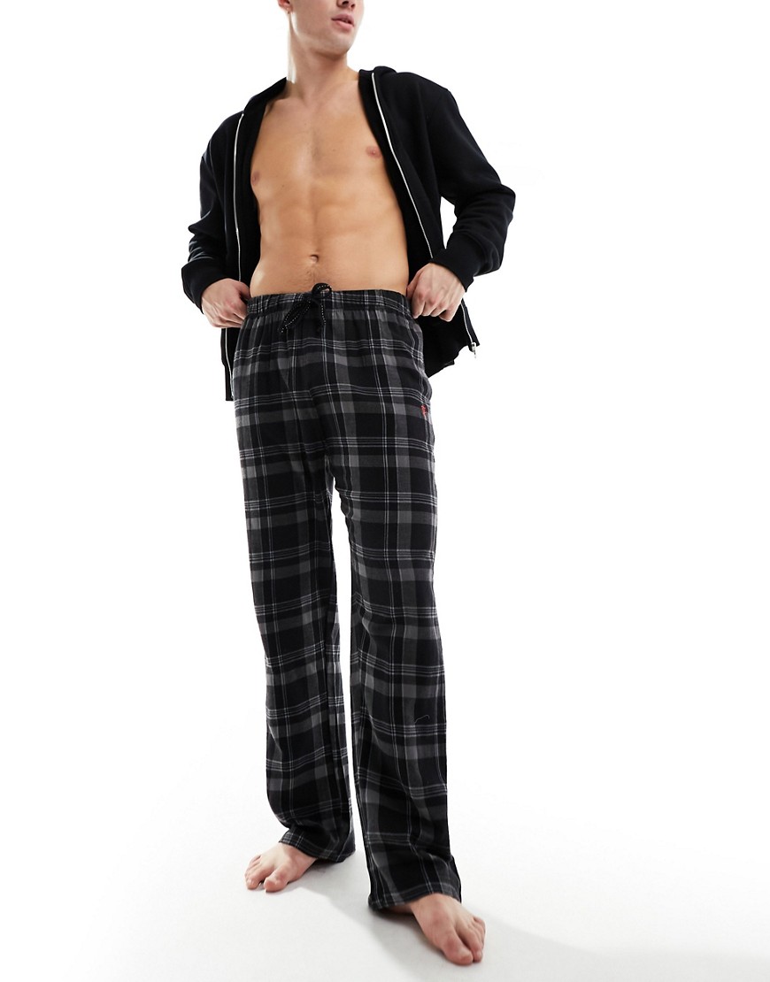 Farah fluden lounge bottoms in black and charcoal flannel check