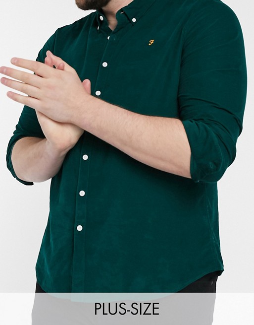 Farah Fontella slim fit shirt with baby cord logo in dark green