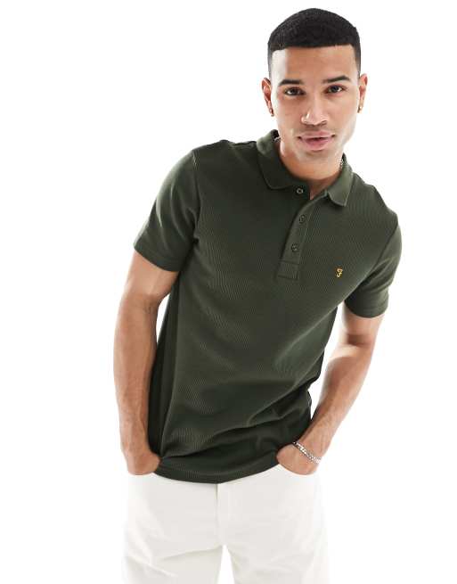 Farah - Foster - Polo en maille gaufrée - Vert
