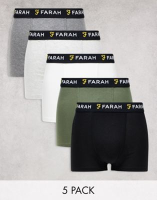 Farah friott 5 pack boxers in black grey khaki white