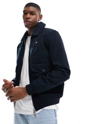 Shop Farah Gianni Blouson Jacket In Navy