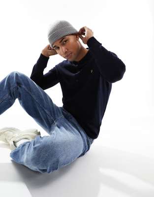 glenarm polo merino wool sweater in navy