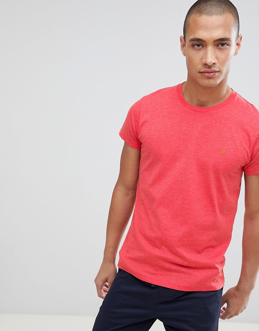 Farah – Gloor – Röd t-shirt med melerad logga och smal passform