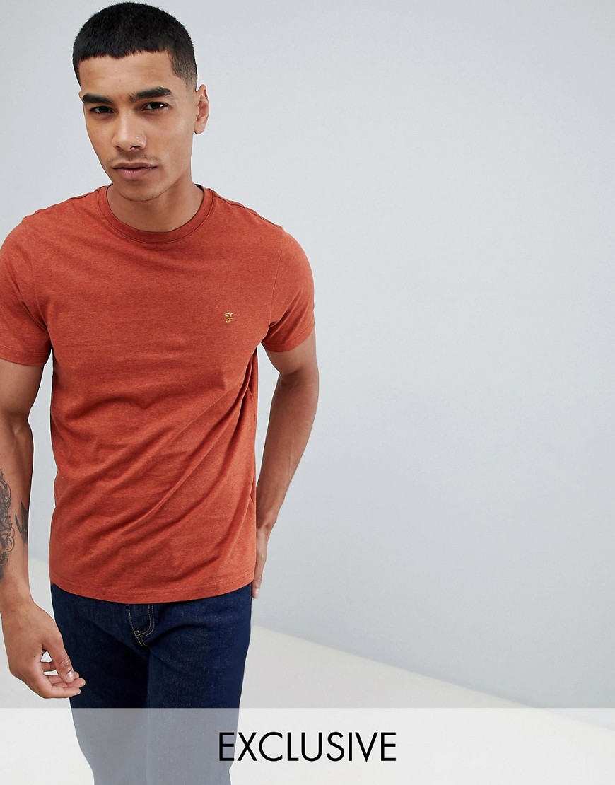 Farah – Gloor – Rostfärgmelerad t-shirt med smal passform – Endast hos ASOS-Röd