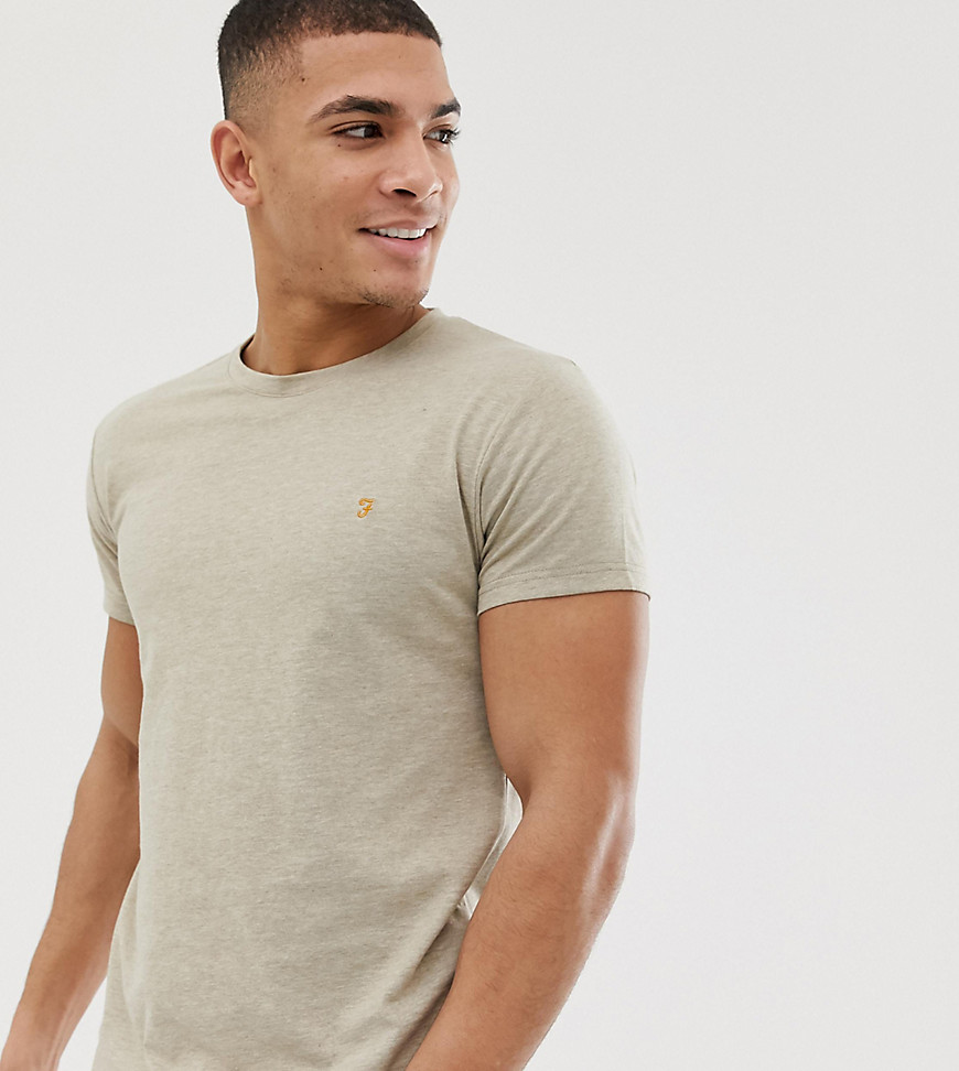 Farah – Gloor – Sandfärgad, melerad t-shirt med smal passform, endast hos ASOS-Guldbrun